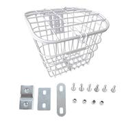Cestino Anteriore per con Coperchio, Cestino Anteriore in Metallo Bianco, Grande Cestino Rimovibile per Biciclette elettriche