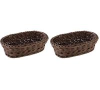 Cestino APS, ovale "PROFI LINE" - cestino, cestino di vimini in polipropilene - dimensioni: 19 x 12 cm/altezza: 6 cm/colore: marrone scuro (Confezione da 2)