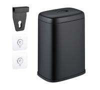 Relaxdays Cestino da Bagno, con Adesivo da Muro o Gancio per Anta, Pattumiera 5 L, Secchio Interno, in Ferro, Nero