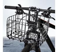 Cestino Bici Anteriore/Posteriore 8.6x8x13.2 Cestino per Bici Pieghevole in Filo in Acciaio Pesante con Manici Facili Installazione sul Manubrio Anteriore o sul Rack Posteriore