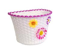 Cestino Bici Bambina Rosa Bianco Fiori Cesto Anteriore Plastica 23 5x16 5x15 5 cm