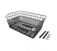 Cestino Bici Posteriore Rettangolare in Ferro Nero - 45x30x18 cm con Kit Fissaggio