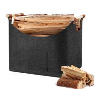 Cestino Cesto in Feltro XL Borsa in Feltro per Legna da Ardere, Cesta Pieghevole in Legno Camino con Manici Rinforzati, Può Contenere Giornali Vestiti Legna Giocattoli Accessori Camino