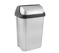 keeeper Pattumiera con Coperchio a Scorrimento, 25 L, Rasmus, Argentato