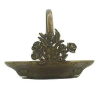 Cestino con fiori in ottone anticat artigianato centrotavola da cucina fruttiera