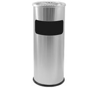 Cestino con posacenere - forma cilindrica - dimensioni ø24,7x60,2 cm, peso 3 kg bidone interno 10 L con maniglia per lo svuotamento colore nero