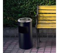 Cestino con posacenere - forma cilindrica, dimensioni 30x61 cm, peso 5 kg bidone interno 15 L con maniglia per lo svuotamento colore nero
