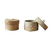 Cestino Contenitore in Giunco Contenitore Intrecciato per Snack con | Cestini Decorativi Riutilizzabili Impilabili Per Scaffali, Tavoli