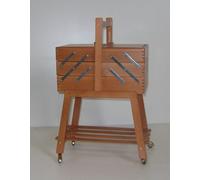 Cestino cucito in legno color noce 72-4 - Porta Lavoro di cucito a 3 piani SU RUOTE