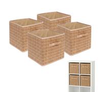 Cestino da bagno pieghevole ed estraibile, set cestini in bambù 28x28x28 cm