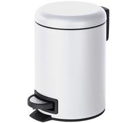 WENKO Pattumiera a pedale Leman, 3 litri, con inserto estraibile, in acciaio verniciato, 17x25x22.5 cm, Bianco opaco