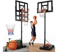 Cestino da basket da esterno con supporto e ruote, regolabile in altezza 135-305 cm. Include 7-palla, pompa e 2 x 25 kg sacchi di sabbia portatile, resistente alle intemperie, per interni ed esterni