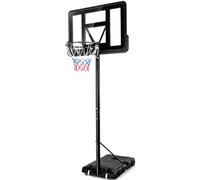 Cestino da basket esterno altezza regolabile 130-305 cm solido con base riempibile e 2 ruote in HDPE nero 20_0020744