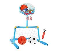 Cestino da Basket per Piscina, Doppia Funzione Gabbia da Calcio Piscina con 2 Palloncini E Pompa, Gioco Acquatico Interattivo e Adulti in Interno Esterno Giardino