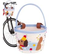 Cestino da bicicletta per bambini, in corda di cotone, con supporto per manubrio a forma di bassotto, cestino per bici da bambina, per spiaggia, ciclismo, montagna, generi alimentari