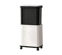 Cestino da Cucina con Coperchio, Sollevamento senza Piegarsi, 20L Mobile | Cestino Altezza Regolabile con Ruote, Doppia Apertura Scorrevoli, Coperchio Anti-odore Grande(Bianca)