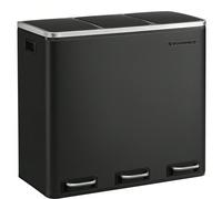 Cestino da Cucina, Pattumiera per Raccolta Differenziata 3 x 18L, 3 Scomparti per Riciclaggio, Coperchi a Chiusura Morbida, Pedali, Acciaio, Nero Inchiostro, Ritorno a Scuola [Differenzia i rifiuti] C