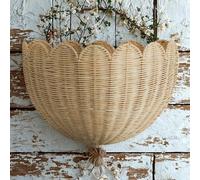 Cestino da parete smerlato, cesto in vimini smerlato, organizer in rattan intrecciato naturale, decorazione per la casa per ingresso, soggiorno