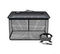 Cestino da pesca galleggiante pieghevole con copertura in rete di nylon anti sospensione e caratteristiche di protezione solare, progettato per mare, ruscello e pesca su roccia (35 cm nero)