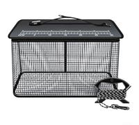 Cestino da pesca galleggiante pieghevole con corda antiscivolo e rete di nylon ispessita, adatta per pesca in mare, roccia e ruscello (40 cm, nero)