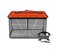 Cestino da pesca galleggiante pieghevole con rete di nylon ispessita e corda antiscivolo per una presa sicura (35 cm arancione)