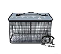 Cestino da pesca portatile ad asciugatura rapida con linea in nylon, supporto pieghevole per pesci con coperchio per righello di misurazione, per mantenere i pesci in vita, secchio per esche in rete