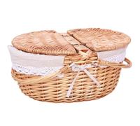 Cestino da picnic cestino di vimini portatile rustico con doppia maniglia pieghevole e coperchio per snack da picnic frutta fruits uova pasquale Candy style1 wicker