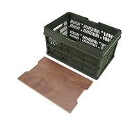 Cestino da Picnic Cestino Portaoggetti da Campeggio Rettangolare in Plastica con Manici, Contenitore Portatile per Alimenti da Picnic per Esterno(Verde 11,8x6,3x7,9 pollici)