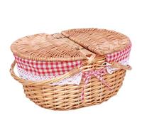 Cestino da picnic cesto di vimini portatile rustico con doppia maniglia pieghevole e coperchio per snack da picnic frutta fruits uova pasquale caramella stile di vimini 2