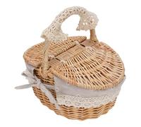 Cestino da Picnic di Vimini con Coperchio e Maniglia, Cestino per Picnic per Raccolta di Verdure da Campeggio, Coperchio a Doppia Apertura e Fodera Rimovibile (margherita)