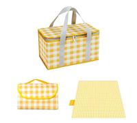Cestino da picnic isolato, 35 x 20 x 20 cm, borsa termica da 15 l, con coperta da picnic da 150 x 200 cm, portatile, impermeabile, borsa da spiaggia per attività all'aperto calde o fredde