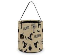 Cestino di caramelle riutilizzabile per donne, festa, gatto nero, ragnatela, teschio di zucca, secchiello, sacchetti regalo per decorazioni per feste
