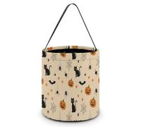 Cestino di caramelle riutilizzabile per donne, festa, gatto nero, ragnatela, teschio di zucca, secchiello, sacchetti regalo per decorazioni per feste