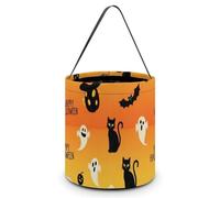 Cestino di caramelle riutilizzabile per donne, festa, gatto nero, ragnatela, teschio di zucca, secchiello, sacchetti regalo per decorazioni per feste