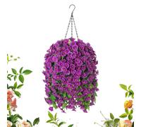 Cestino di fiori artificiali sospesi - Vite di gloria del mattino finto per il portico di casa | Cesto di fiori da appendere da 37 pollici per di casa soggiorno camera da letto Festa della