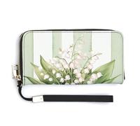 Cestino di fiori della valle legato con un fiocco rosa Portafoglio lungo bifold in pelle PU, portamonete, porta carte di credito, porta carte resistente per riporre i soldi per donne e uomini