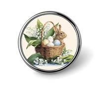 Cestino di fiori pasquali e uova di coniglio spilla rotonda per uomo donna moda distintivo collare pin vestito giacca zaino accessori