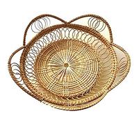 cestino di frutta tessuto a mano in bambù, Cestino for la frutta da cucina rotondo 27 cm intrecciato for lievitazione dell'impasto del pane, verdure e cioccolato