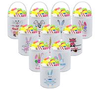 Cestino di Pasqua Personalizzato con Nomi,Cesto Coniglietto Pasquale Secchielli Personalizzati per la Caccia alle Uova di Pasqua con Manico Regalo di Pasqua