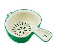 Cestino di scarico a doppio strato, in plastica PP, con manico integrato, per lavare mirtilli, uva, pomodori, ciliegie, facile drenaggio, antiscivolo, utensile da cucina, verde
