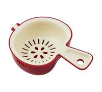 Cestino di scarico a doppio strato, in plastica PP, con manico integrato, per lavare mirtilli, uva, pomodori, ciliegie, facile drenaggio, antiscivolo, utensile da cucina, rosso