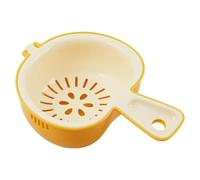 Cestino di scarico a doppio strato, in plastica PP, con manico integrato, per lavare mirtilli, uva, pomodori, ciliegie, facile drenaggio, antiscivolo, utensile da cucina, giallo
