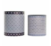 Cestino DKD Home Decor Azzurro Bianco Legno Tela Vintage