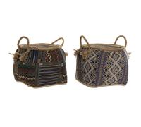 Cestino DKD Home Decor Multicolore Fibra naturale Boho 30 x 30 x 30 cm 2 Pezz