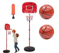 Cestino e supporto da basket per bambini: set regolabile con 3 palline | Anello da basket in ferro regolabile con supporto e 3 palline, mini gioco sportivo portatile per giocare in cortile, giardino