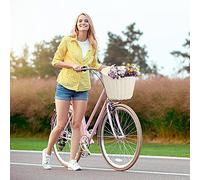 Cestino for bici in vimini for biciclette, 1 cestino anteriore in vimini for bicicletta, regolabile, tessuto a mano, for adulti, for manubrio, borsa da ciclismo, facile da installare, rimovibile