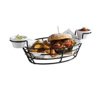 Cestino Fritti Nero in Filo Ovale con Supporto 39x20x11 cm - APS - Ristorante
