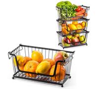 Cestino Frutta e Verdura in Metallo Stile Industriale Nero
