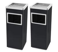 Cestino gettacarte 2-in-1 da terra in acciaio inox esterno, con secchio interno, nero, 35L, 24×24×60 cm(30 * 24 * 60 cm 48 L - Nero (2 pezzi))