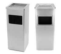 Cestino gettacarte 2-in-1 da terra in acciaio inox esterno, con secchio interno, nero, 35L, 24×24×60 cm(24 * 24 * 60 cm 35 L - Argento (2 pezzi))